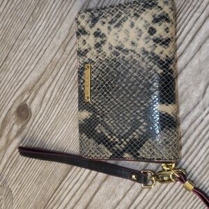 Stella & Dot snake skin leather print wallet wristlet